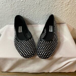STEVE MADDEN Black Rhinestone Embellished Flats